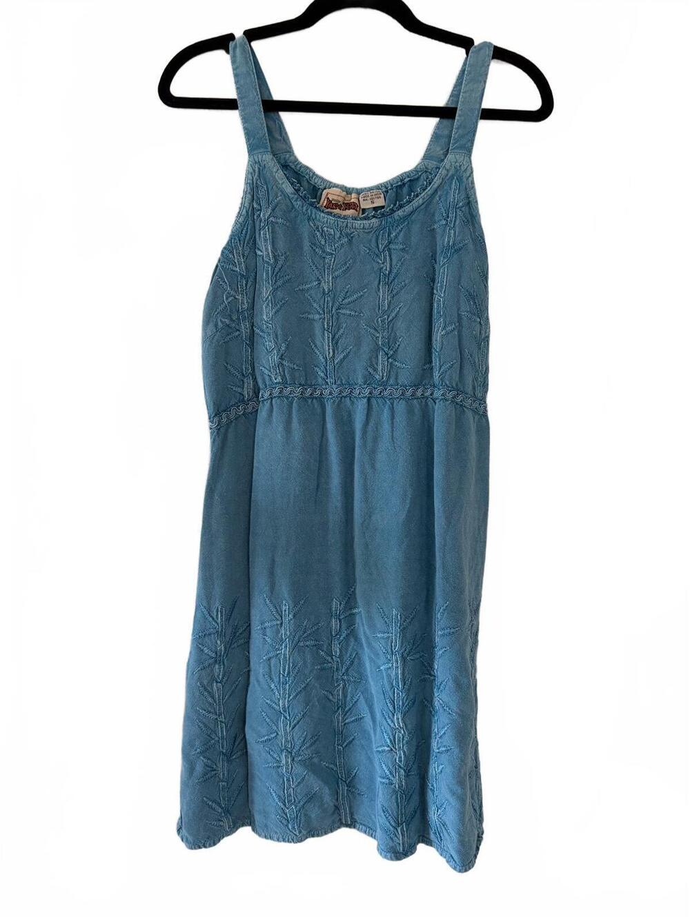 Cottage Core Blue Embroidered Dress Size Small